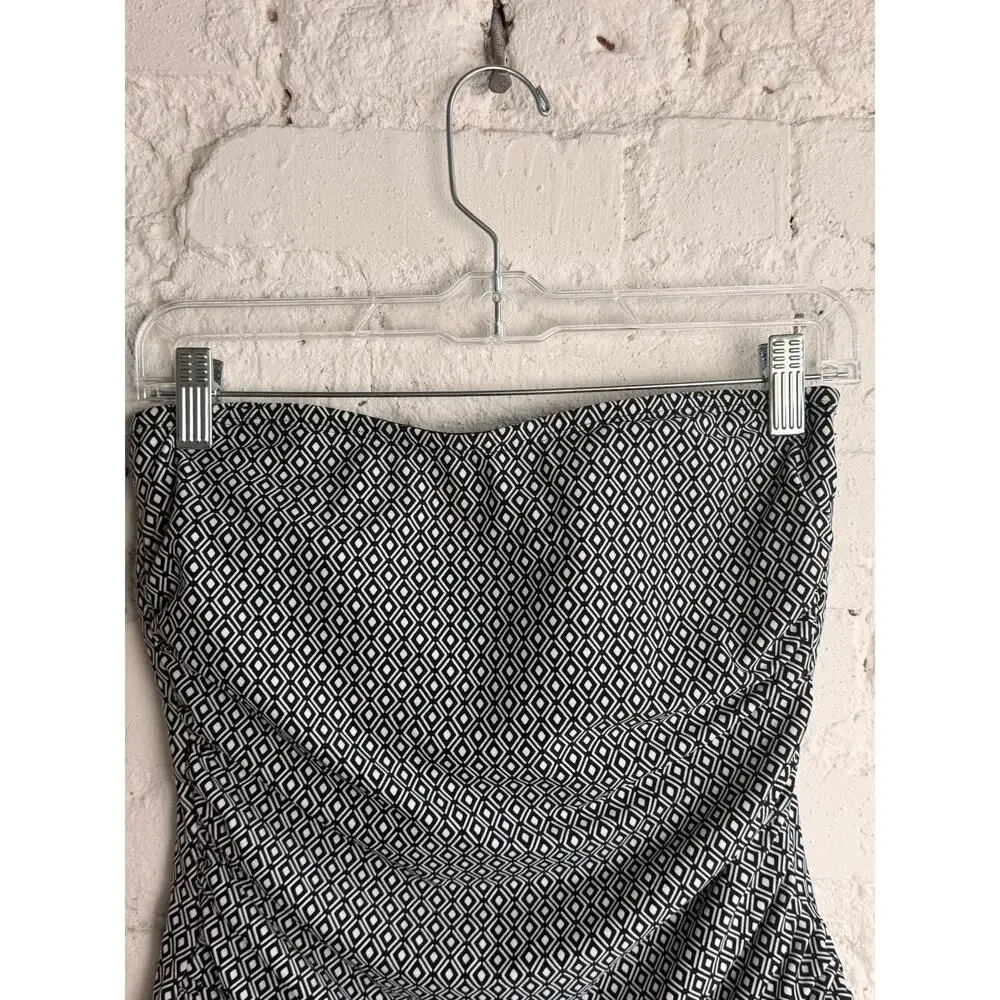 DKNY One Piece Swimsuit Strapless Tummy Control Black White Geometric L - Picture 3 of 8
